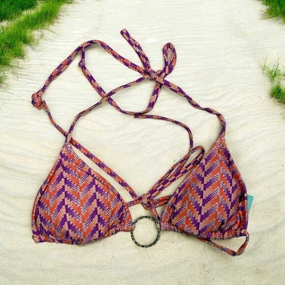 Melissa Odabash Size 6 Swimsuit String bikini top retro vintage purple orange - Picture 1 of 7